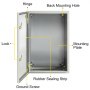 VEVOR NEMA steel enclosure, 60 x 40 x 25 cm, NEMA 4X steel junction box, IP66 waterproof and dustproof, electrical junction box for outdoor/indoor use, with mounting plate