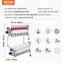Colector de calor radiante de 10 derivaciones VEVOR, colector de tubería PEX de 1/2", colector PEX de acero inoxidable para calefacción por suelo radiante hidrónico, kit de colector PEX de calor radiante con adaptadores de 1/2" incluidos