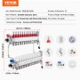 VEVOR 12-branch heat distribution manifold, 1/2-inch PEX pipe manifold, stainless steel PEX manifold for hydronic underfloor heating, heat distribution PEX manifold set with 1/2-inch adapters included