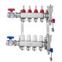 VEVOR 4-branch heat distribution manifold, 1/2-inch PEX pipe manifold, stainless steel PEX manifold for hydronic underfloor heating, heat distribution PEX manifold set with 1/2-inch adapters included