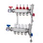 VEVOR 4-branch heat distribution manifold, 1/2-inch PEX pipe manifold, stainless steel PEX manifold for hydronic underfloor heating, heat distribution PEX manifold set with 1/2-inch adapters included
