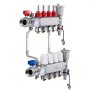 VEVOR 4-branch heat distribution manifold, 1/2-inch PEX pipe manifold, stainless steel PEX manifold for hydronic underfloor heating, heat distribution PEX manifold set with 1/2-inch adapters included