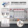 Colector de calor radiante de 7 derivaciones VEVOR, colector de tubería PEX de 1/2", colector PEX de acero inoxidable para calefacción por suelo radiante hidrónico, kit de colector PEX de calor radiante con adaptadores de 1/2" incluidos