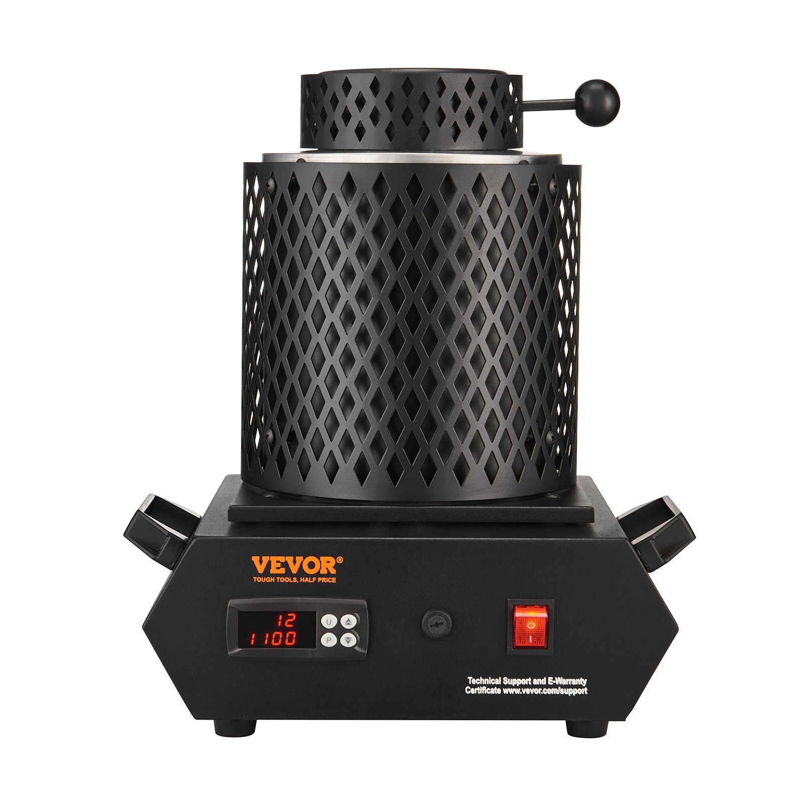 VEVOR Horno de Fusión de Oro, Temperatura Máxima de 1150 °C, Horno de Fusión Eléctrico Digital con Crisoles Cerámicos de 1 kg y 3 kg, Pinzas para Crisol y Guantes, para Oro, Plata, Aluminio y Cobre