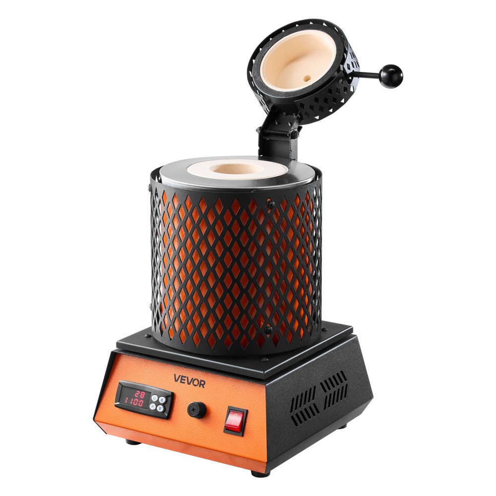 VEVOR Horno de Fusión de Oro Digital, con Crisol Cerámico de 3 kg, 1350 W, máx. 1150 ℃, Kit de Horno de Fusión de Metales para Fabricación de Joyas, Lingotes y Componentes Metálicos, Color Negro