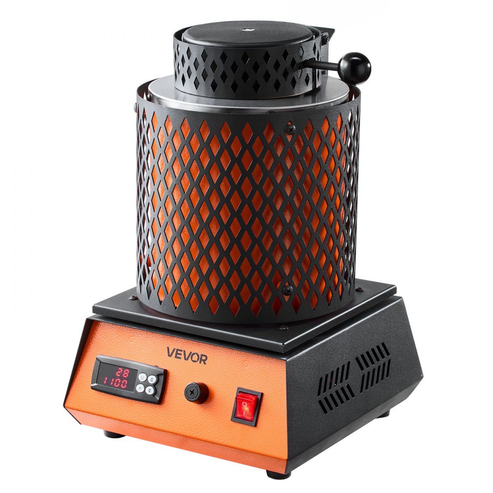 VEVOR Horno de Fusión de Oro Digital, con Crisol Cerámico de 3 kg, 1350 W, máx. 1150 ℃, Kit de Horno de Fusión de Metales para Fabricación de Joyas, Lingotes y Componentes Metálicos, Color Negro