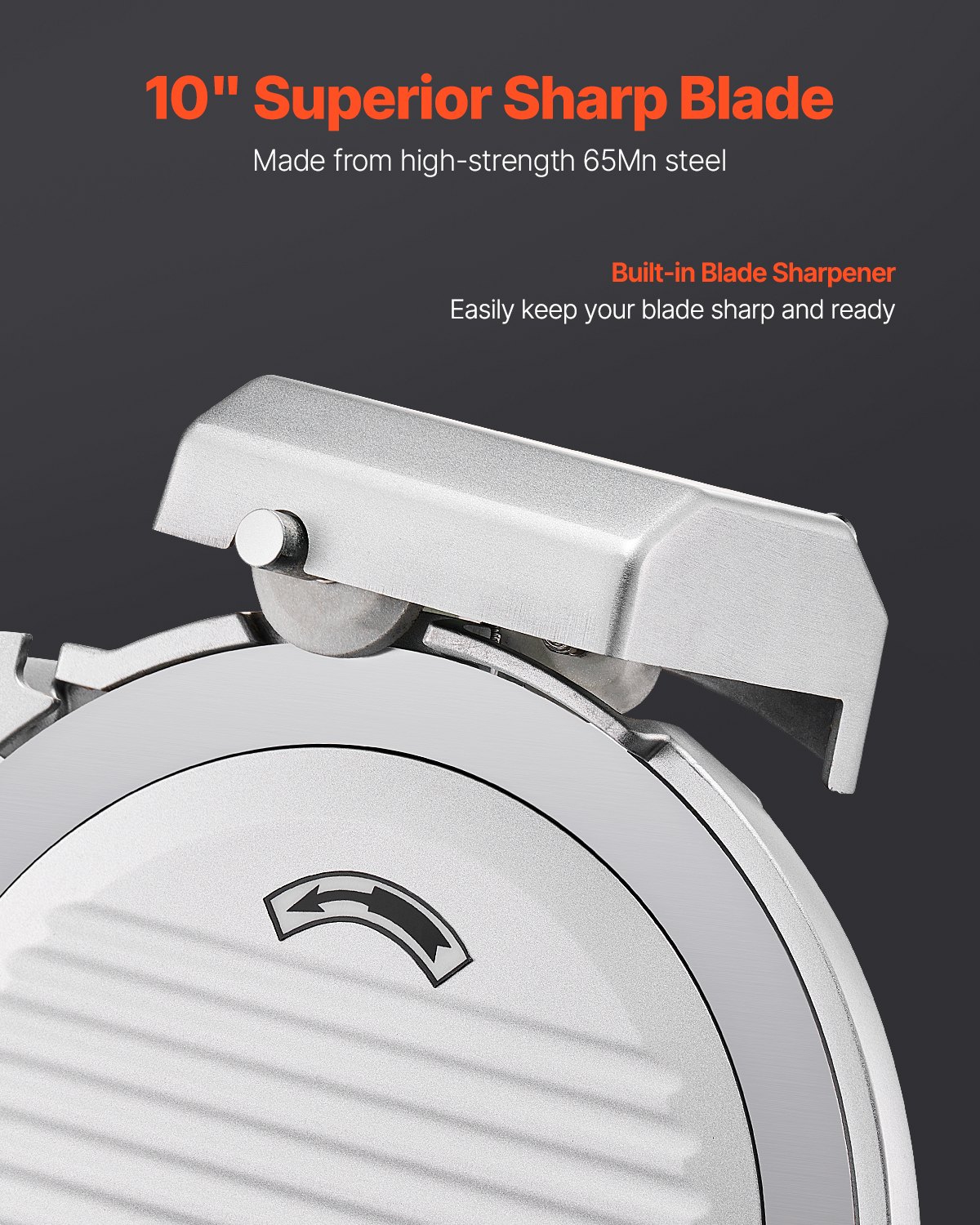 VEVOR Cortadora de Carne Comercial, Cortadora de Alimentos Eléctrica, 180 W con una Cuchilla Premium de 65 Mn, Grosor Ajustable 0-10 mm, para Carne, Verduras, Pan Duro, Queso, 480 x 400 x 410 mm