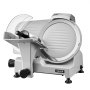 VEVOR Cortafiambres Eléctrico 300 W, Cortadora de Carne Comercial con Cuchilla de Acero al Carbono de 250 mm, Afilador Incorporado, Grosor Ajustable de 0-12 mm para Carne Congelada, Jamón, Baguette