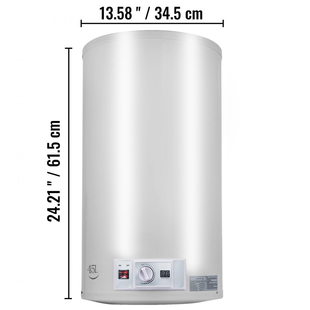 VEVOR Calentador de Agua Eléctrico 2 kW Calentador de Agua Calentador de Agua Instantáneo Eléctrico 45 L Rango de Ajuste de Temperatura 30 - 75 ℃ Presión de Agua de 0,7 MPA para Montado en Pared
