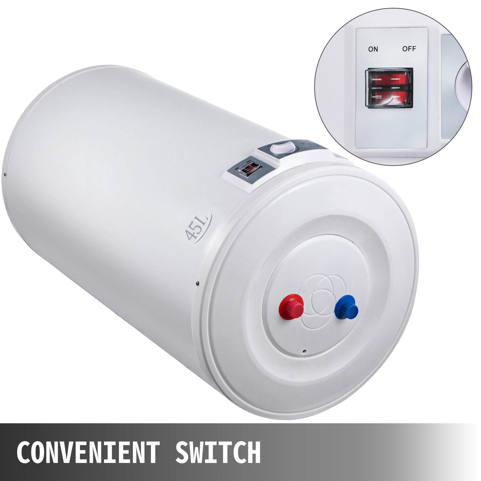 VEVOR Calentador de Agua Eléctrico 2 kW Calentador de Agua Calentador de Agua Instantáneo Eléctrico 45 L Rango de Ajuste de Temperatura 30 - 75 ℃ Presión de Agua de 0,7 MPA para Montado en Pared
