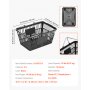 VEVOR Cestas de Compra con Asas 12 Piezas 42,5 x 30,5 x 21,5 cm Apilables, de Plástico PE, Estructura de Malla Densa, Capacidad de hasta 9,07 kg, para Supermercados, Tiendas, Uso Doméstico, Negro