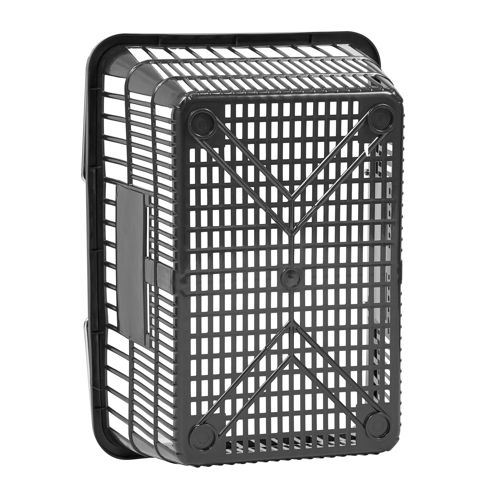 VEVOR Cestas de Compra con Asas 12 Piezas 42,5 x 30,5 x 21,5 cm Apilables, de Plástico PE, Estructura de Malla Densa, Capacidad de hasta 9,07 kg, para Supermercados, Tiendas, Uso Doméstico, Negro