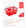VEVOR Cestas de Compra con Asas 12 Piezas 430 x 305 x 215 mm, Apilables, de Plástico PE, Estructura de Malla Densa, Capacidad de hasta 9,07 kg, para Supermercados, Tiendas, Uso Doméstico, Rojo