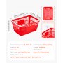 VEVOR Cestas de la Compra con Asas, 20 Unidades, 21 L, Cestas de Supermercado Apilables de Plástico PE, Estructura de Malla Densa, Capacidad hasta 9 kg para Tienda, Mercado o Hogar, Color Rojo