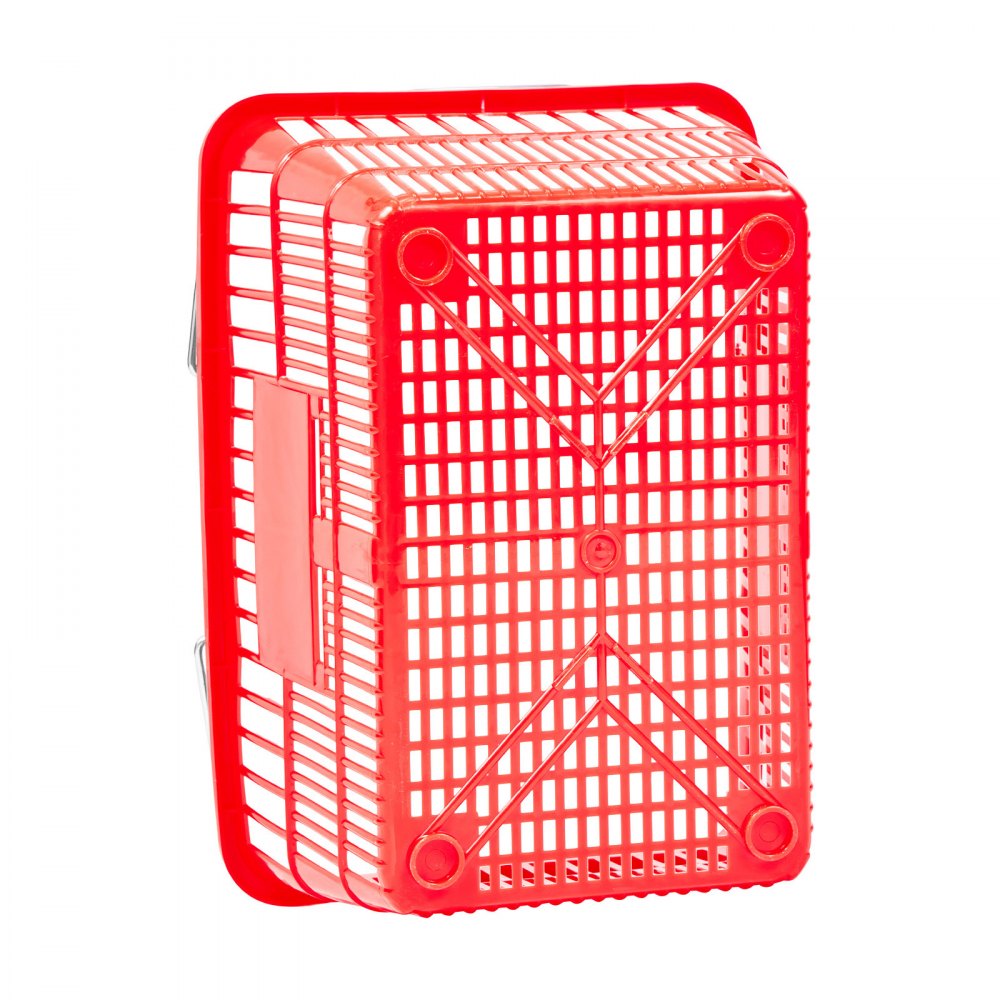 VEVOR Cestas de la Compra Apilables, Plástico PE, 21 L, con Asas Metálicas, Estructura de Malla Densa, Carga 9,07 kg, para Supermercados, Tiendas, Tiendas Minoristas y Uso Doméstico, Rojo, 12 uds