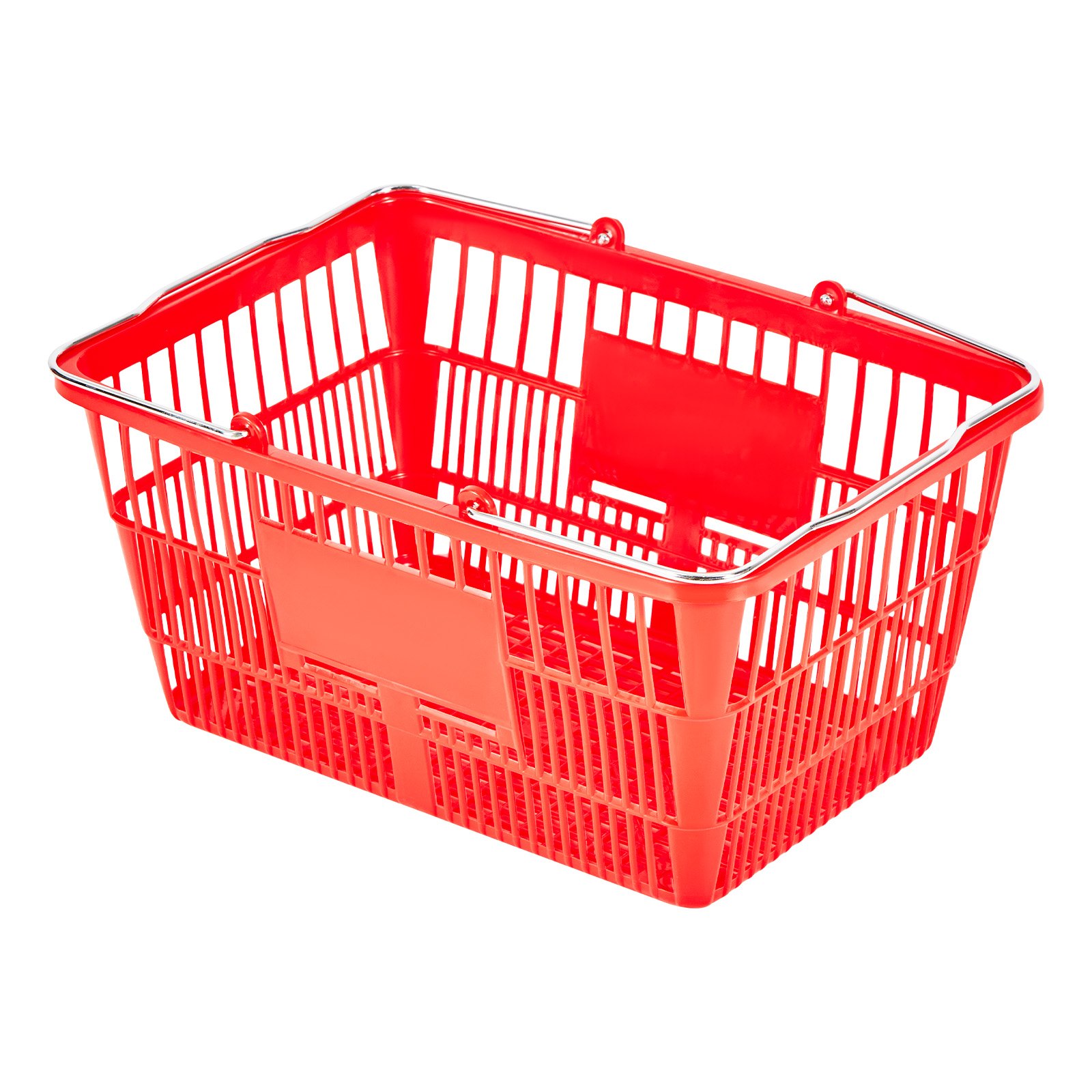 VEVOR Cestas de la Compra Apilables, Plástico PE, 21 L, con Asas Metálicas, Estructura de Malla Densa, Carga 9,07 kg, para Supermercados, Tiendas, Tiendas Minoristas y Uso Doméstico, Rojo, 12 uds