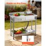 VEVOR Mueble de Fregadero de Acero Inoxidable, 100 x 50 x 94 cm, un Seno con Grifo y Cajón, con Patas Ajustables, para Garaje, Restaurante, Lavandería, Lavabo Exterior con Encimera Izquierda