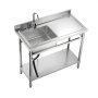 VEVOR Fregadero de Cocina Utilitario de Acero Inoxidable, con Cubeta Izquierda, Incluye Grifo y Tuberías para Agua Fría y Caliente, para Garaje, Restaurante, Lavandería, 100 x 50 x 94 cm, Plata