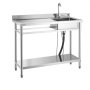 VEVOR Fregadero de Acero Inoxidable, 120 x 50 x 94 cm, Un Seno con Grifo de Agua Caliente y Fría y Estante, para Garaje, Restaurante, Lavandería, Lavabo Exterior con Encimera Izquierda, Plata
