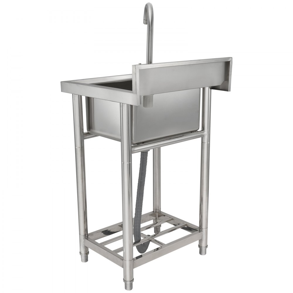 VEVOR Fregadero Cocina Fregadero Bajo Encimera utilitario de acero inoxidable, fregadero pequeño independiente de 1 compartimento que incluye grifo y patas, fregaderos comerciales de un solo tazón de 410 x 330 x 220 mm