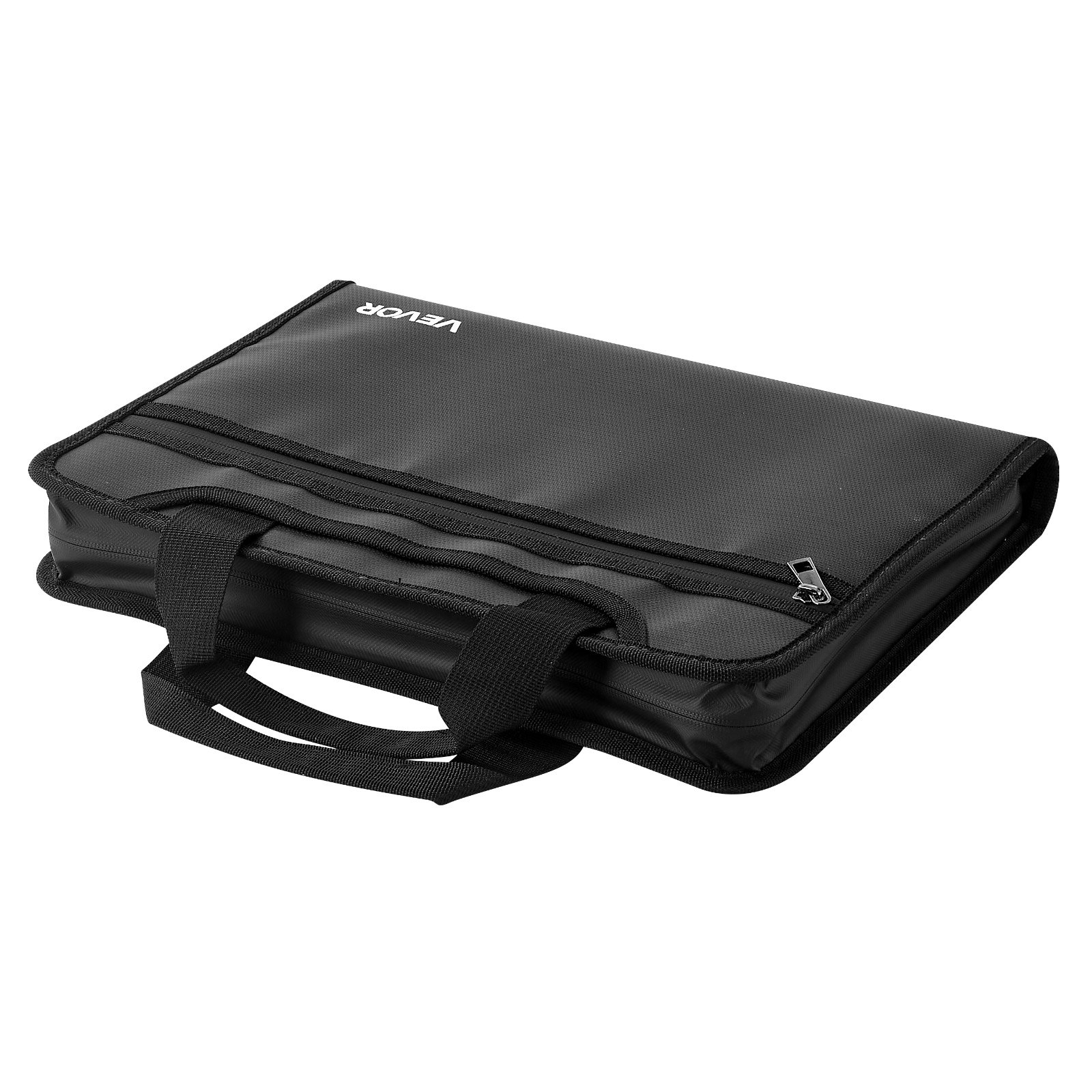 VEVOR Maletín Ignífugo para Documentos, Resistente al Agua y con Aislamiento Térmico de 1000 °C, con Carpeta Tipo Acordeón de 12 Páginas, para Pasaportes y Archivos, Negro, 368 x 270 x 50 mm