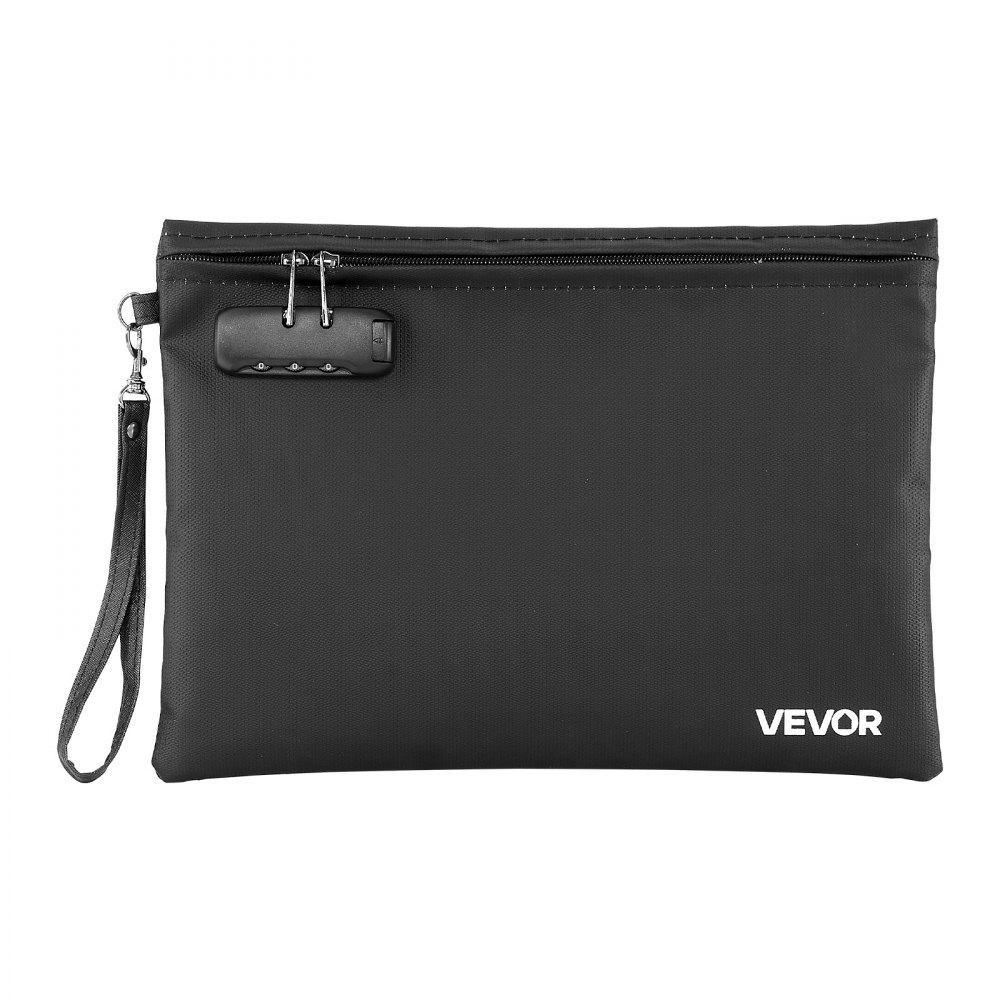 VEVOR Maletín Ignífugo para Documentos, Resistente al Agua y al Calor hasta 1000 °C, con Cerradura de Combinación, Portátil, para Dinero, Pasaportes y Archivos, Color Negro, 245 x 360 x 16 mm