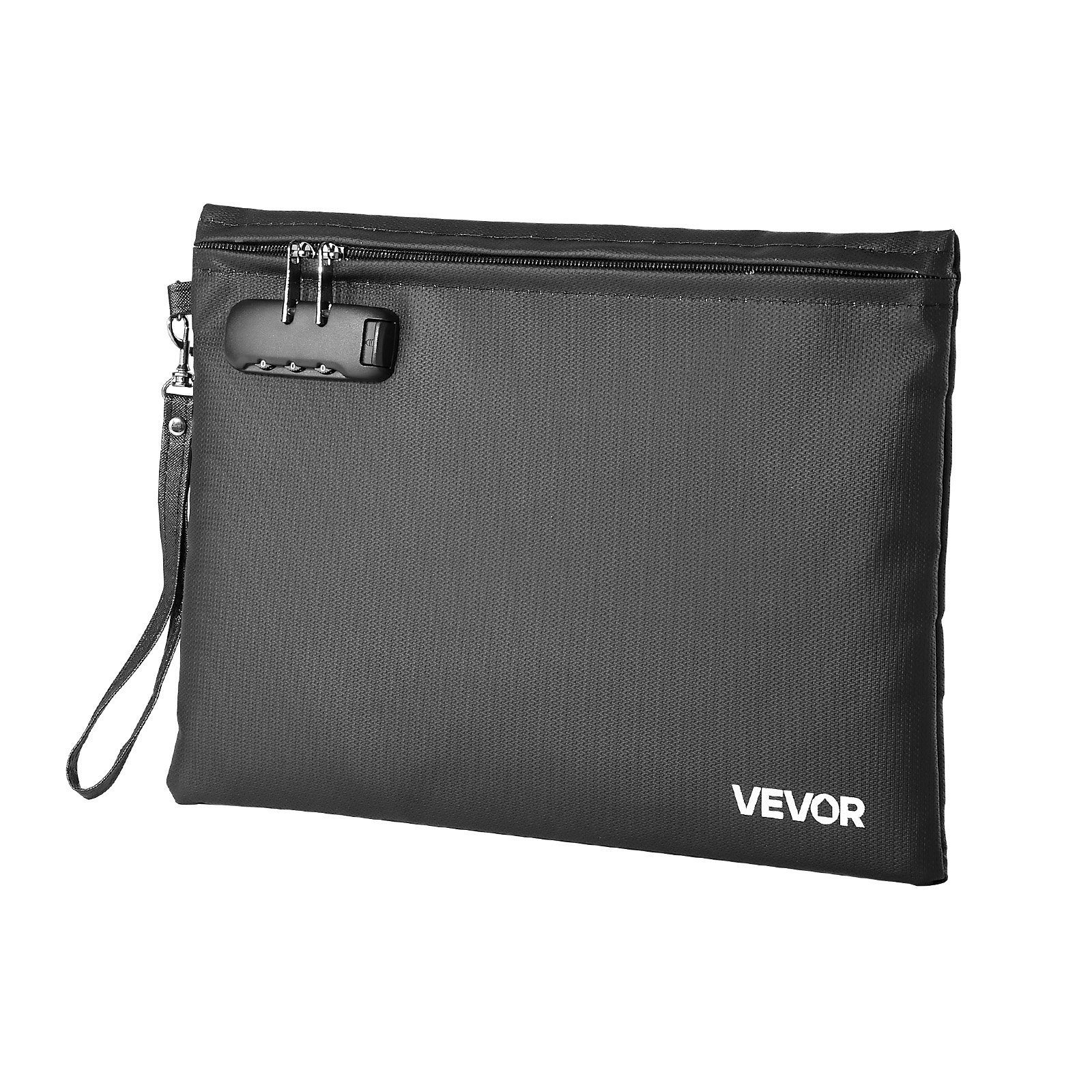 VEVOR Maletín Ignífugo para Documentos, Resistente al Agua y al Calor hasta 1000 °C, con Cerradura de Combinación, Portátil, para Dinero, Pasaportes y Archivos, Color Negro, 245 x 360 x 16 mm