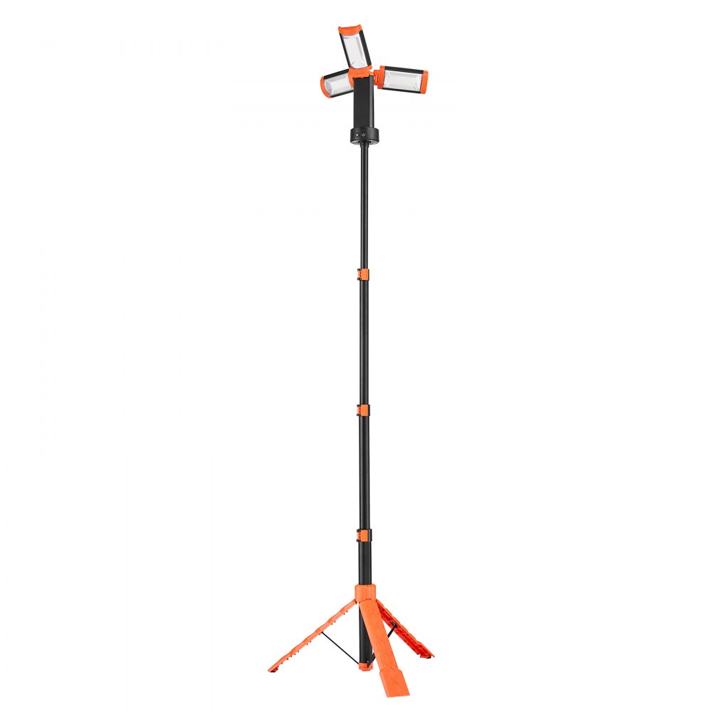 VEVOR LED Work Light with Stand, 10Ah, Rechargeable Cordless Camping Light, with 3 Lamp Heads, Detachable Tripod Stand, 2200 Lumens 3000K-6500K Dimmable, Portable Construction Lighting for Job Site
