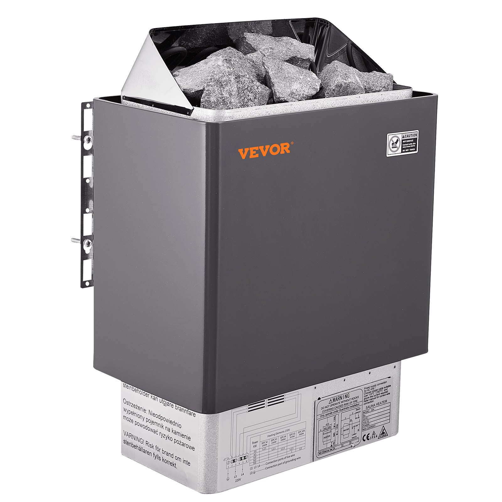 VEVOR Sauna Heater, 6 kW, 400 V, 3N Portable Sauna Heater for Indoor & Outdoor Use with 3-Hour Timer, Digital Controller for 5-9 m³ Homes, Commercial Use in Hotel Spa Showers, Max. 110 °C