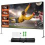 Pantalla de proyector VEVOR, 150&quot; 16:9 Full HD con ángulo de visión de 160°, imagen deportiva.