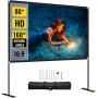 Pantalla de proyector portátil VEVOR, 80&quot; HD, ángulo de visión de 160°, relación de aspecto 16:9.