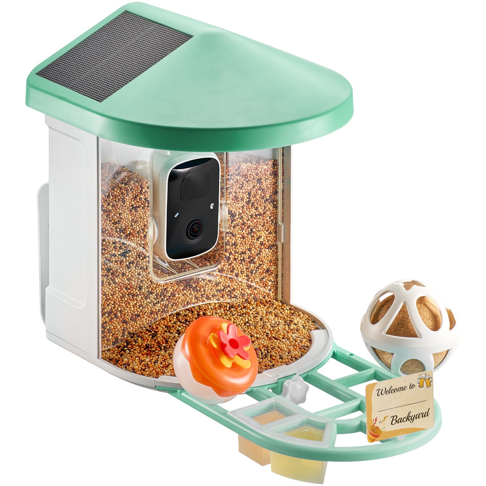 VEVOR Smart Bird Feeder with Camera, 2K HD AI Identifies Over 10,000 Bird Species, Solar Powered Bird Watching Camera with Automatic Recording and Instant Notification, Wireless Outdoor Gift for Bird Lovers (3 Solar Panels)