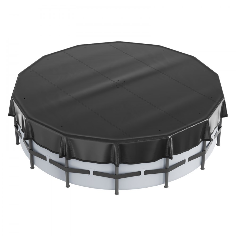 VEVOR Cubierta Redonda para Piscina 4,57m Cubierta de Seguridad para Piscina Elevada Cobertor de Seguridad de Invierno de PVC Impermeable Resistente al Sol con Cordón para Protección de Piscina, Negro
