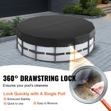 VEVOR Cobertor Redondo para Piscina Cobertor Solar para Piscina elevada 5,48m Cobertor de Seguridad para Invierno Tela Oxford 420D Impermeable Cordón Resistente al Sol para protección de Piscina