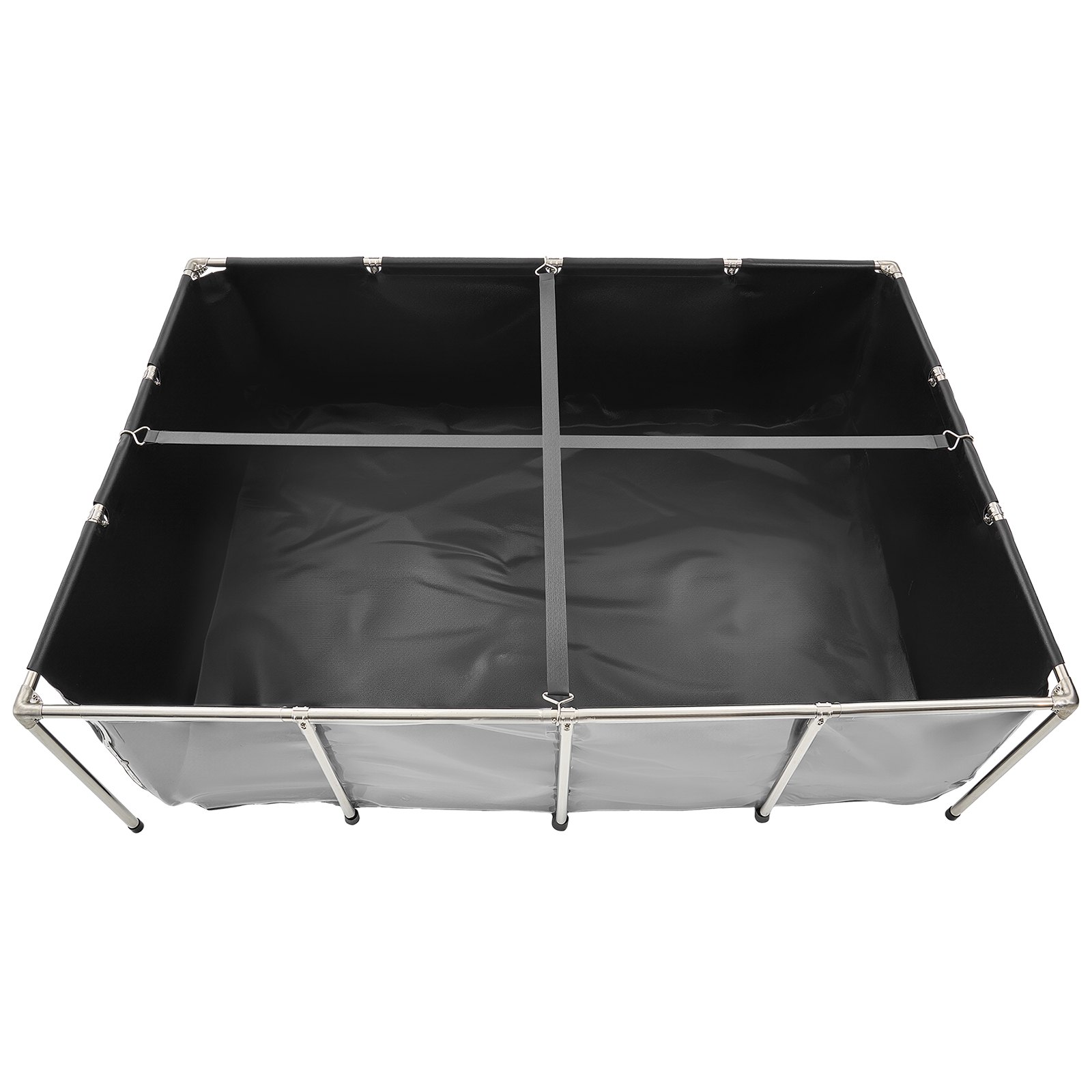 VEVOR Estanque de Lona Sobre Suelo 1781,3 L de PVC con Panel de Visualización Transparente Tanque Rectangular 200x140x60 cm para Peces Dorados con Marco de Acero Inoxidable Válvula de Drenaje, Negro