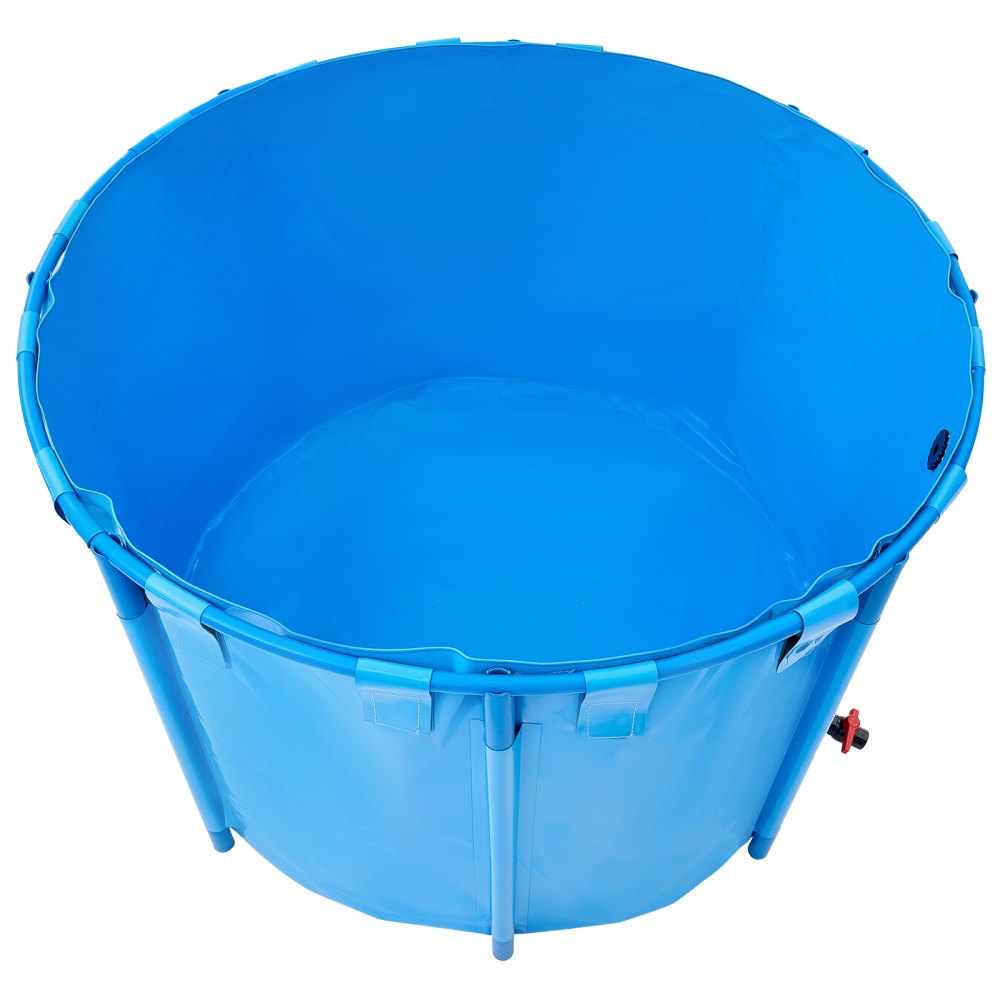 VEVOR Estanque de Lona Sobre Suelo 1700 L Tanque de PVC Sobre el Suelo 150 x 150 x 100 cm para Peces Dorados con Estructura Estable de Plástico y Válvula de Drenaje para Acuicultura, Riego, Azul