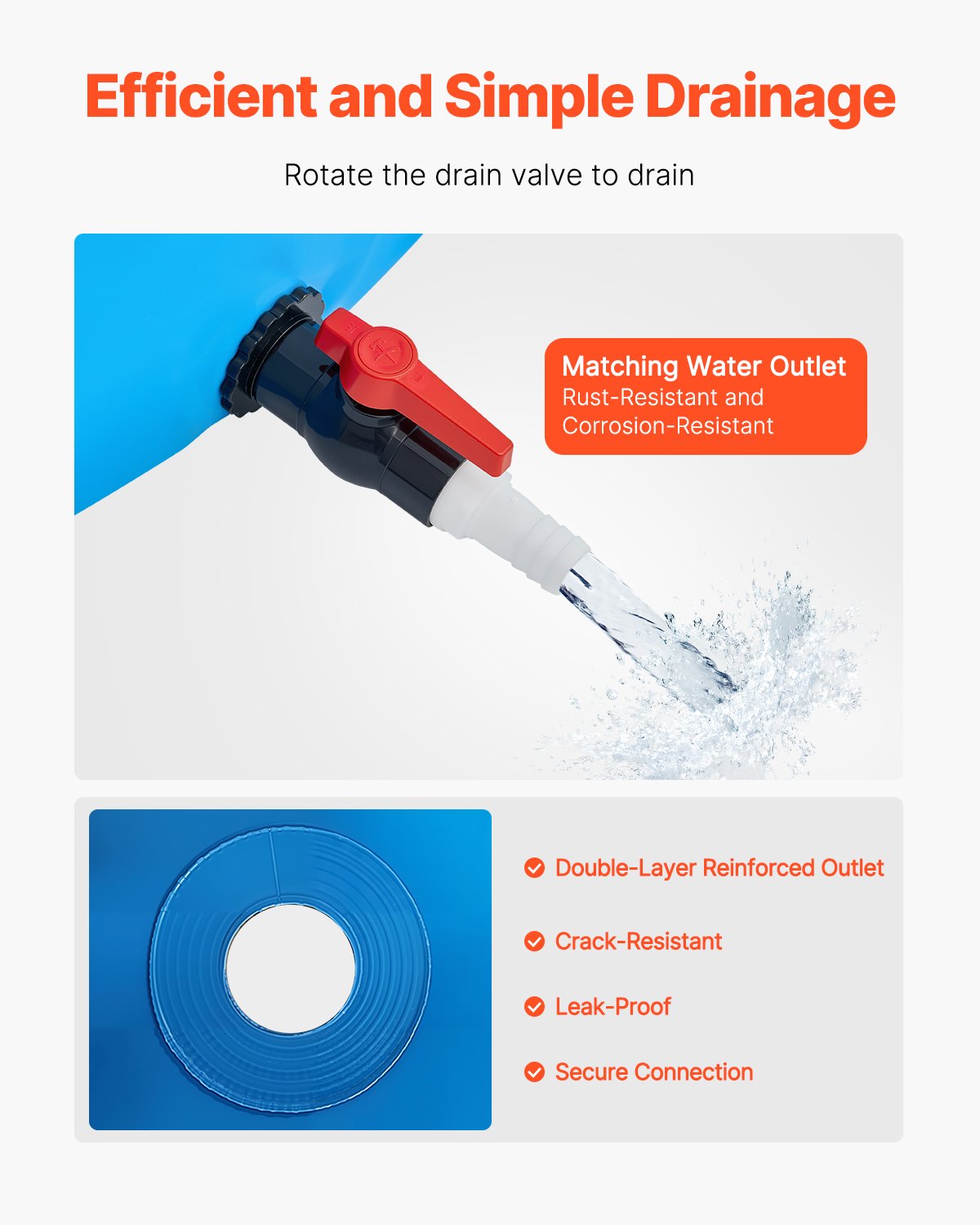 VEVOR Estanque de Lona Sobre Suelo 1700 L Tanque de PVC Sobre el Suelo 150 x 150 x 100 cm para Peces Dorados con Estructura Estable de Plástico y Válvula de Drenaje para Acuicultura, Riego, Azul