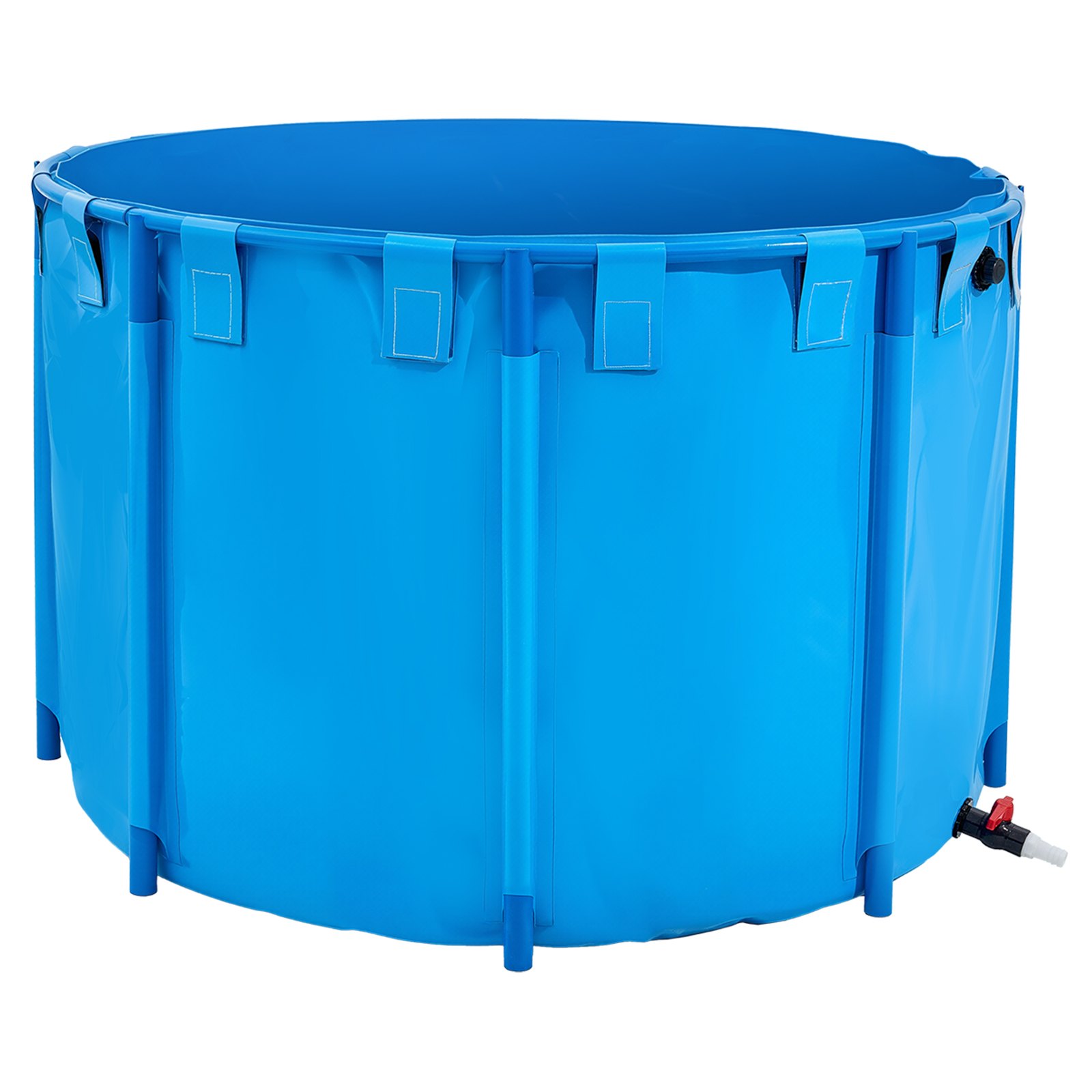 VEVOR Estanque de Lona Sobre Suelo 1700 L Tanque de PVC Sobre el Suelo 150 x 150 x 100 cm para Peces Dorados con Estructura Estable de Plástico y Válvula de Drenaje para Acuicultura, Riego, Azul