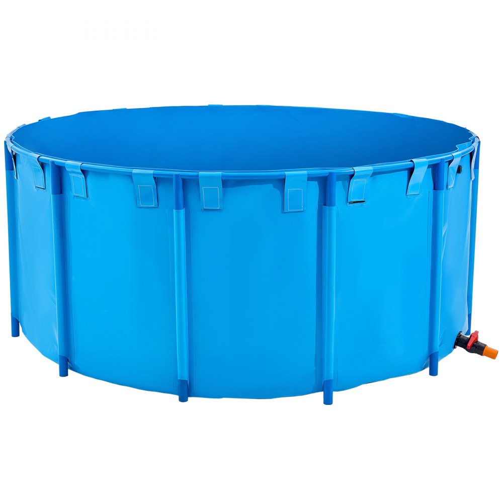 VEVOR Estanque de Lona Sobre Suelo 4550 L Tanque de PVC Sobre el Suelo 240 x 240 x 100 cm para Peces Dorados con Estructura Estable de Plástico y Válvula de Drenaje para Acuicultura, Riego, Azul