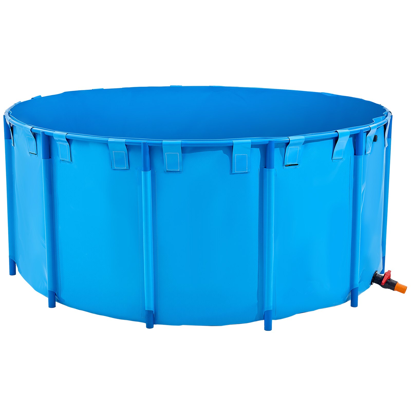 VEVOR Estanque de Lona Sobre Suelo 5000 L Tanque de PVC Sobre el Suelo 240 x 240 x 100 cm para Peces Dorados con Estructura Estable de Plástico y Válvula de Drenaje para Acuicultura, Riego, Azul