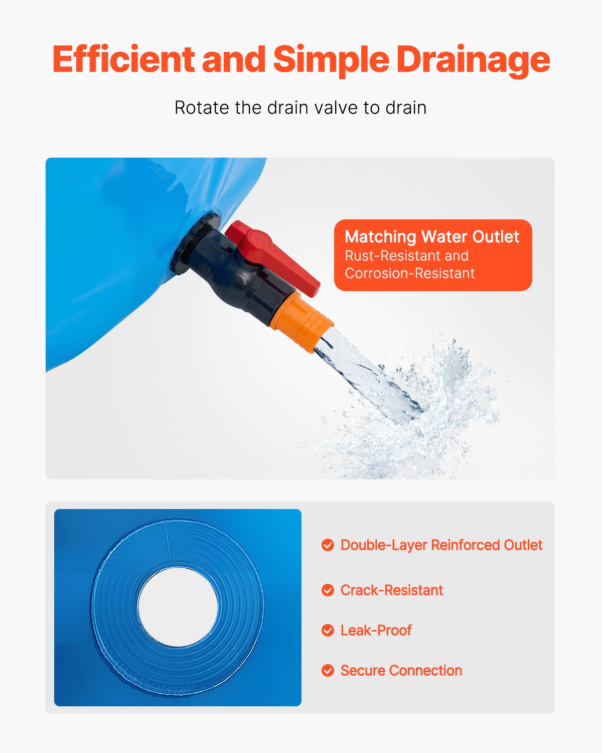 VEVOR Canvas Fish Pond, 3100L Capacity, PVC Koi Aquarium, Round Goldfish Tank with Sturdy Frame & Drain Valve, for Aquaculture, Koi Breeding & Irrigation (Blue)