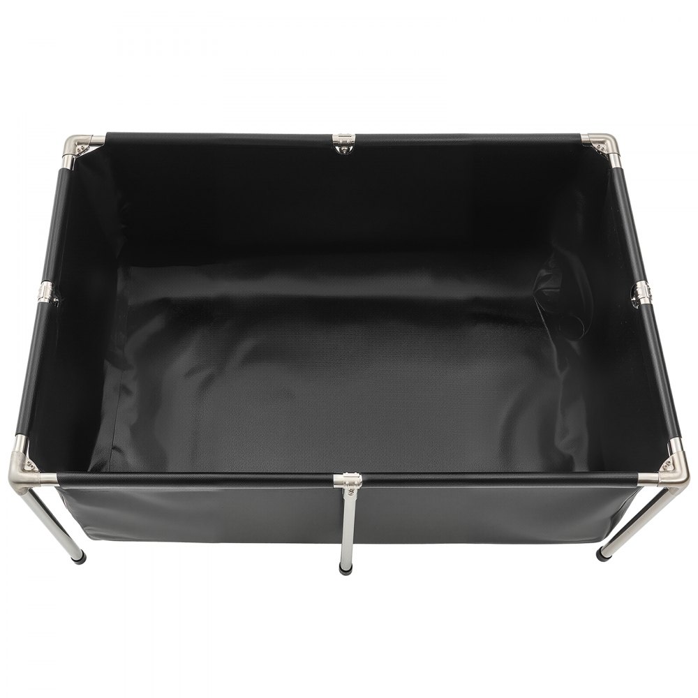 VEVOR Estanque de Lona Sobre Suelo 480 L de PVC Tanque Rectangular 120x80x50 cm para Peces Dorados con Estructura Estable de Acero Inoxidable y Válvula de Drenaje para Acuicultura, Riego, Negro