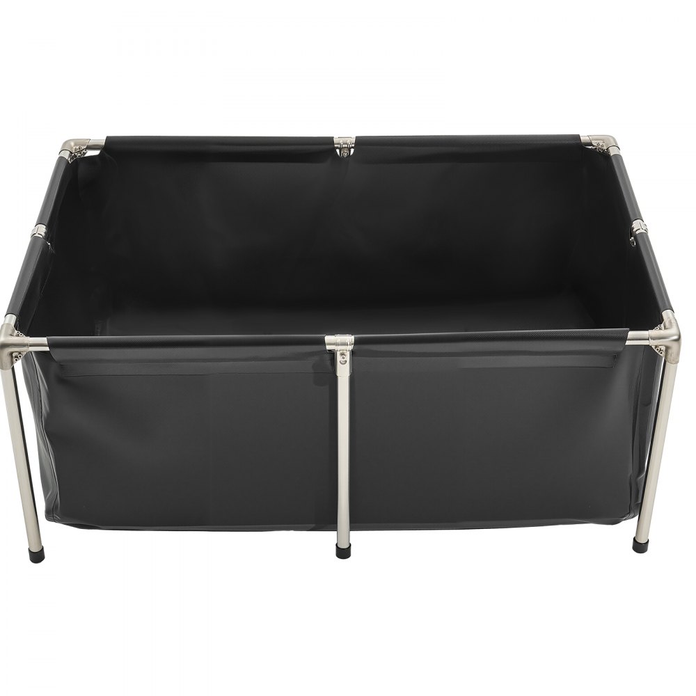 VEVOR Estanque de Lona Sobre Suelo 480 L de PVC Tanque Rectangular 120x80x50 cm para Peces Dorados con Estructura Estable de Acero Inoxidable y Válvula de Drenaje para Acuicultura, Riego, Negro