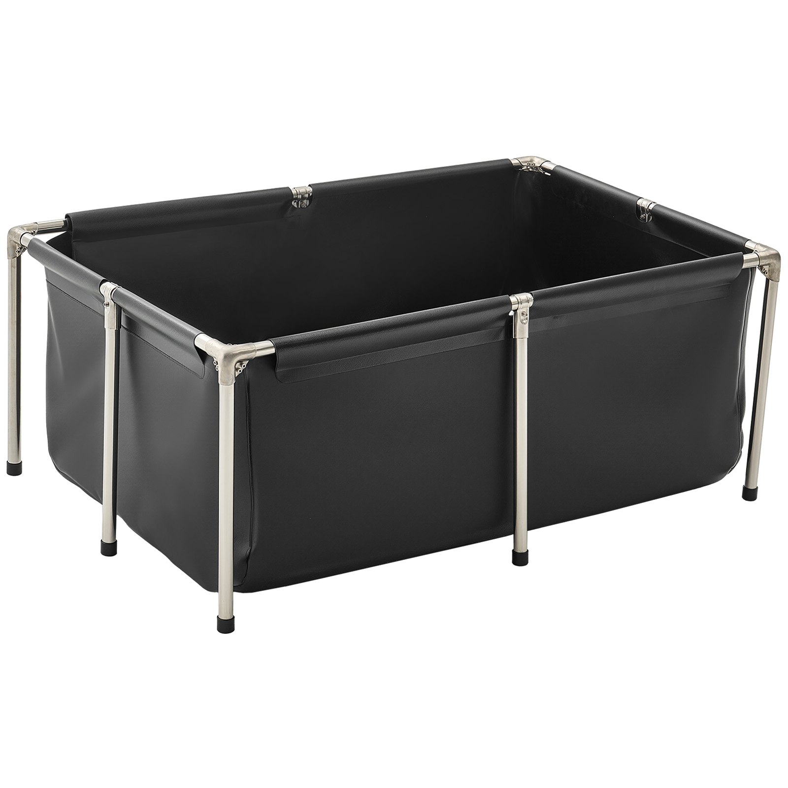 VEVOR Estanque de Lona Sobre Suelo 480 L de PVC Tanque Rectangular 120x80x50 cm para Peces Dorados con Estructura Estable de Acero Inoxidable y Válvula de Drenaje para Acuicultura, Riego, Negro
