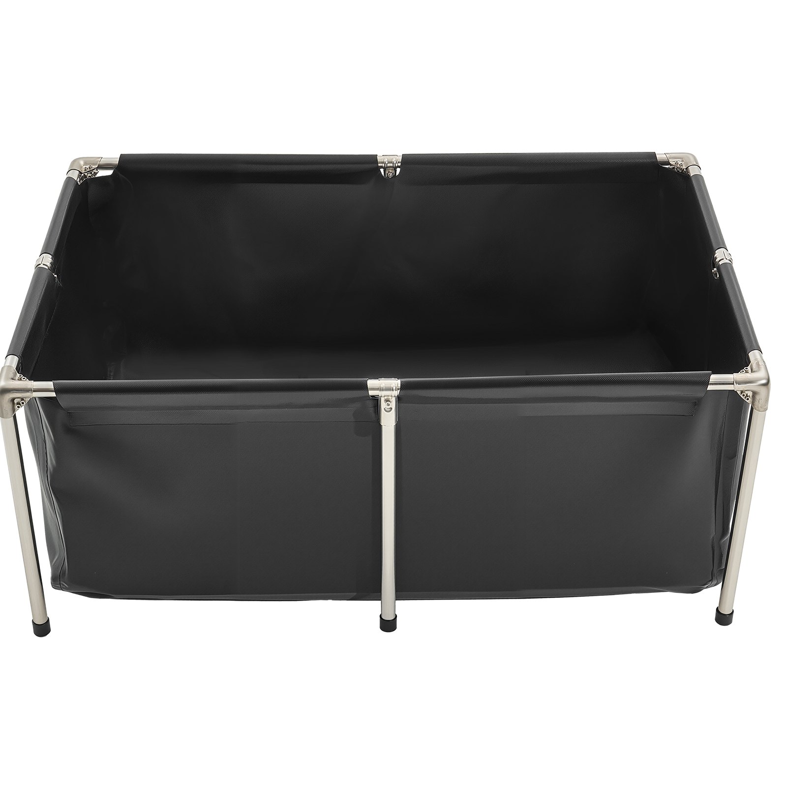 VEVOR Estanque de Lona Sobre Suelo 480 L de PVC Tanque Rectangular 120x80x50 cm para Peces Dorados con Estructura Estable de Acero Inoxidable y Válvula de Drenaje para Acuicultura, Riego, Negro