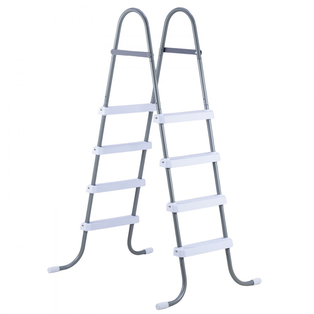 VEVOR Escalera para Piscina Desmontable de 4 Peldaños Capacidad 136kg, Escalera de Seguridad de Acero al Carbono Antideslizante con Patas de Goma, Pasamanos Ergonómicos para Piscina Elevada de 121,9cm