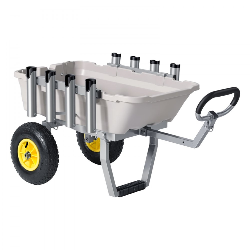 VEVOR Carro de Pesca para Playa con Ruedas Todoterreno de 330 mm y Portacañas, Carrito para Playa de Aluminio con Capacidad de 90 kg, 8 Soportes para Cañas para Pesca, Transporte, Camping y Exteriores