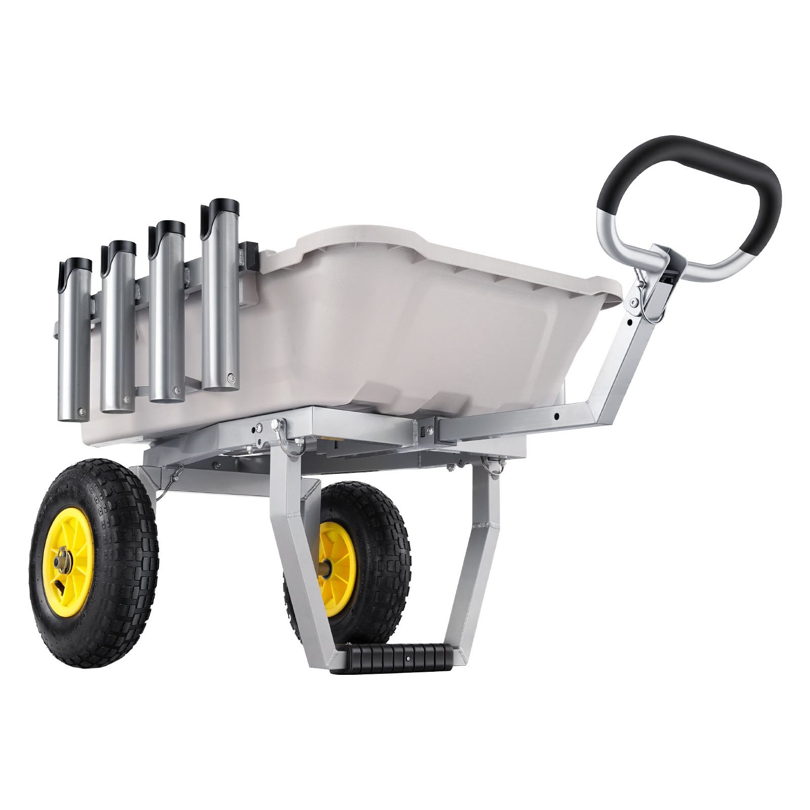 VEVOR Carro de Pesca para Playa con Ruedas Todoterreno de 330 mm y Portacañas, Carrito para Playa de Aluminio con Capacidad de 90 kg, 8 Soportes para Cañas para Pesca, Transporte, Camping y Exteriores