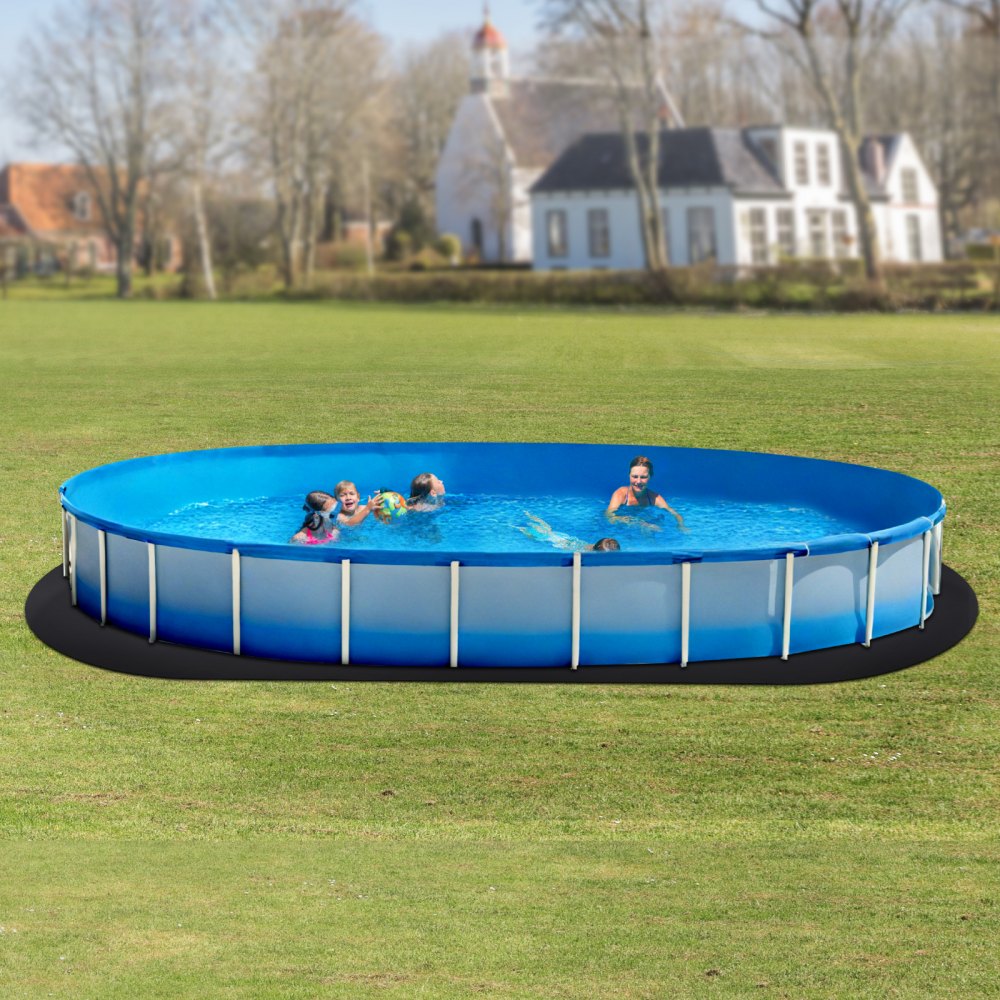 VEVOR Revestimiento para Piscinas Ovalado, 4,6 x 9,1 m Revestimiento Extragrueso para Piscinas Elevadas, Evita Pinchazos, Base de Geotextil Reciclado, Prolonga la Vida Útil del Revestimiento, Negro