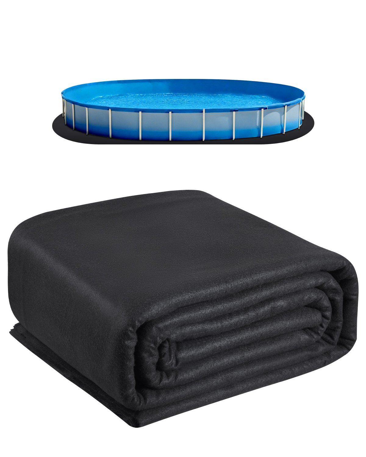 VEVOR Revestimiento para Piscinas Ovalado, 4,6 x 9,1 m Revestimiento Extragrueso para Piscinas Elevadas, Evita Pinchazos, Base de Geotextil Reciclado, Prolonga la Vida Útil del Revestimiento, Negro